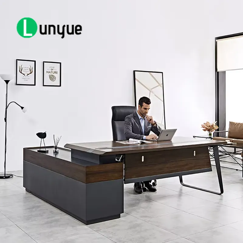 Office Tech Management - Modern L Shaped Executive Desk High