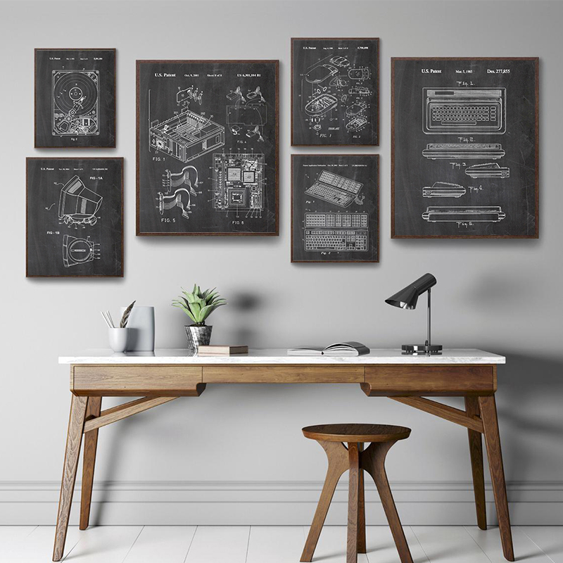 6Pcs Vintage Computer Patent W - Office Tech Decor 评论和价格