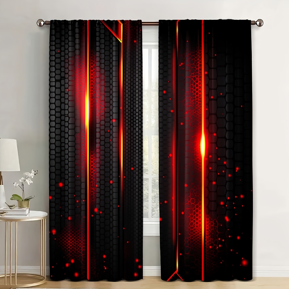 2pcs Lava Curtains Black Red C - Office Tech For Men 评论和价格
