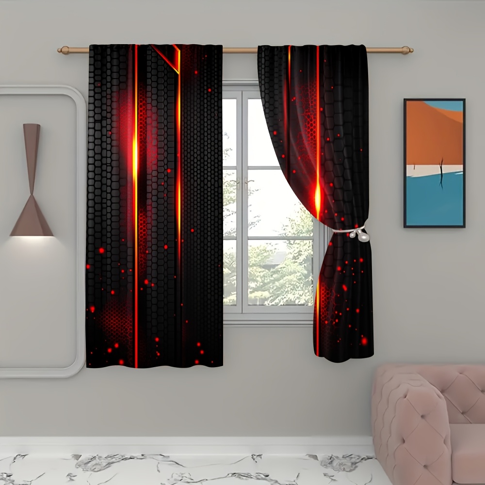 2pcs Lava Curtains Black Red C - Office Tech For Men 评论和价格