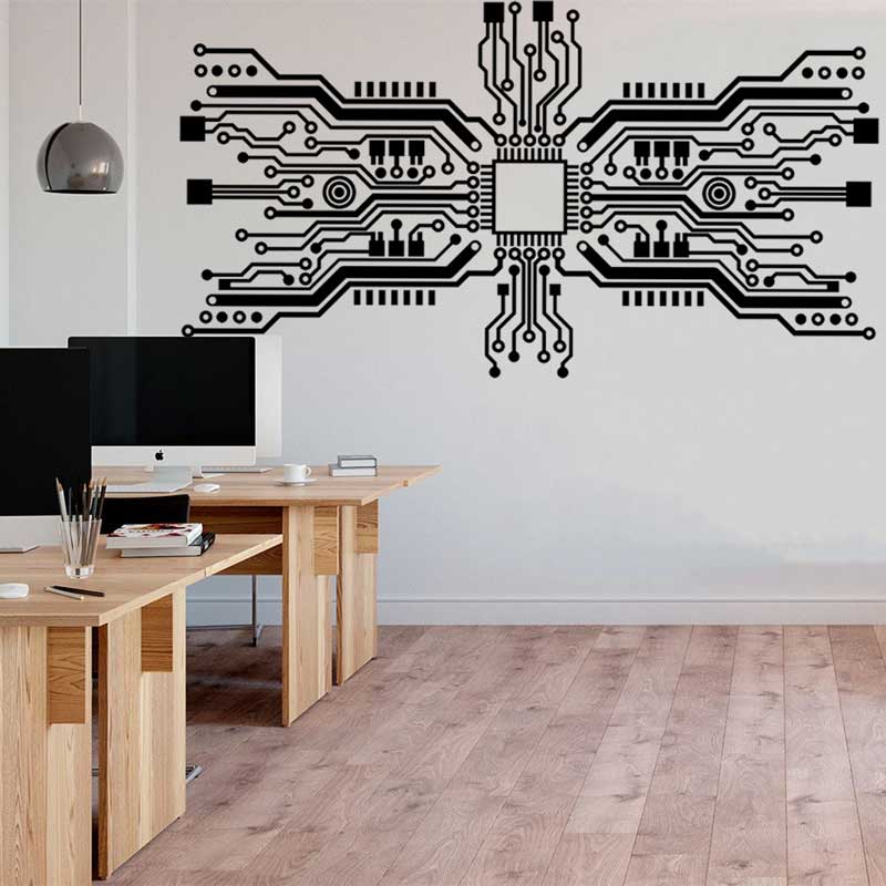 Circuit Board Chip Wall Sticke - Office Tech Room 评论和价格
